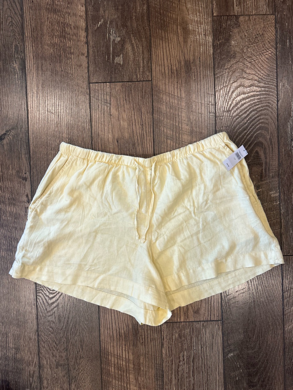 Light Yellow Linen Blend Shorts